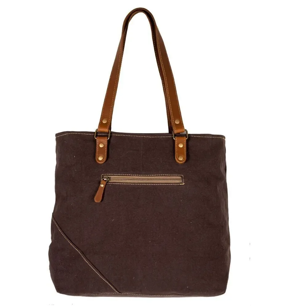 Myra Bag Handmade When Tote Bag Bag Upcycled Canvas & Cowhide Leather